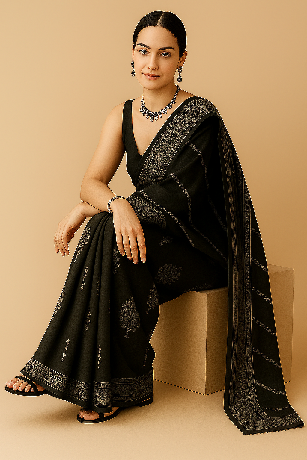 Jaipur Block Print Handcrafted Indigo Cotton Mul Saree – Pure