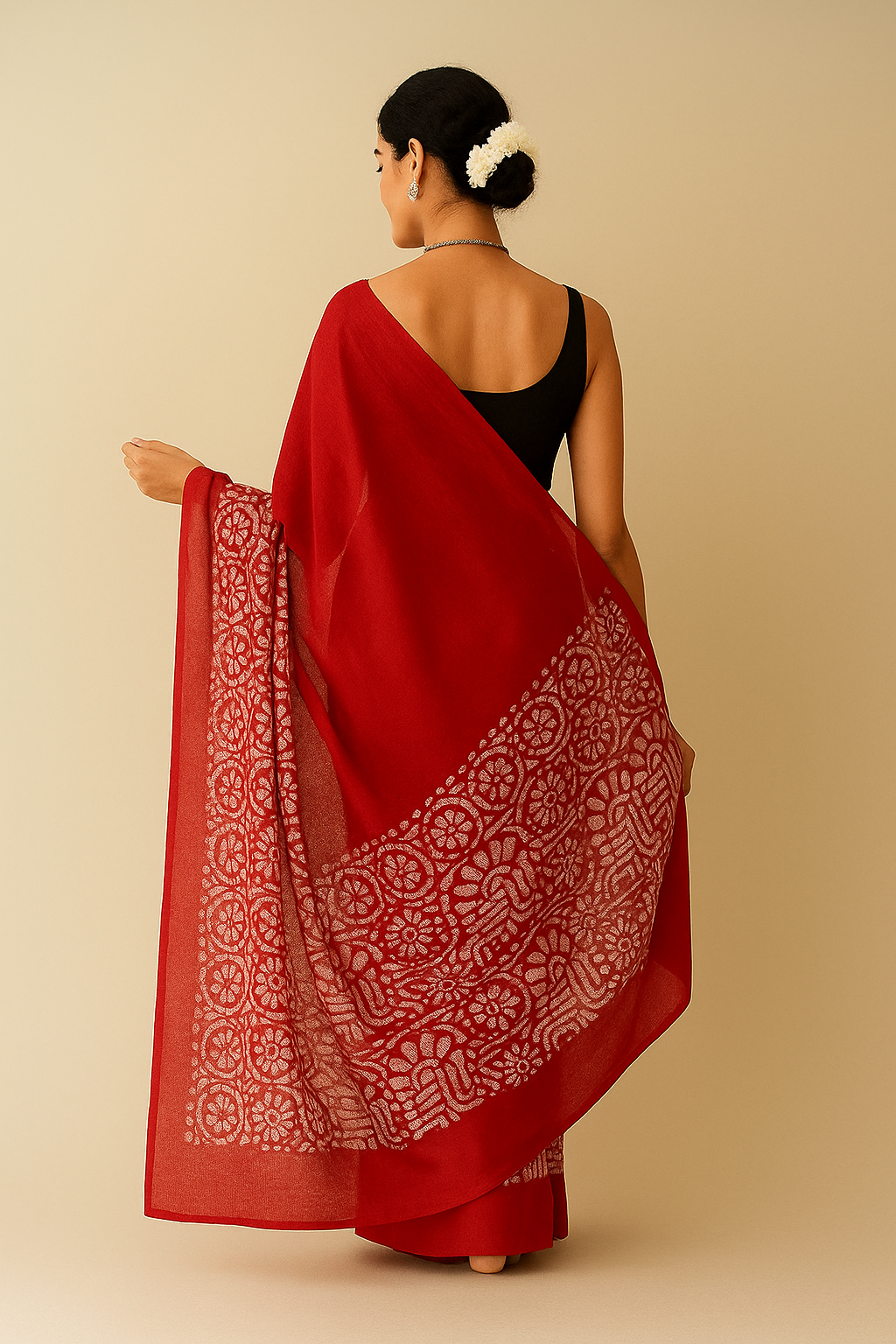 🌟  Pure Cotton Mul Saree – Hand Block Printed Elegance 🌿