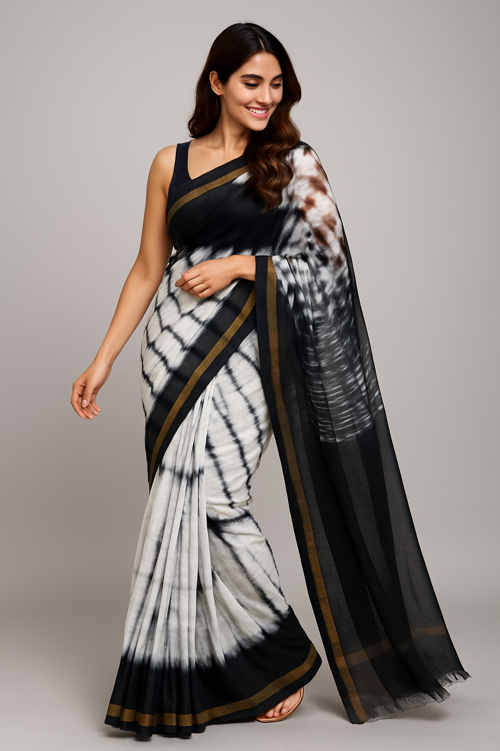 Block Printed Cotton Kota Doriya Saree with Blouse – Handcrafted