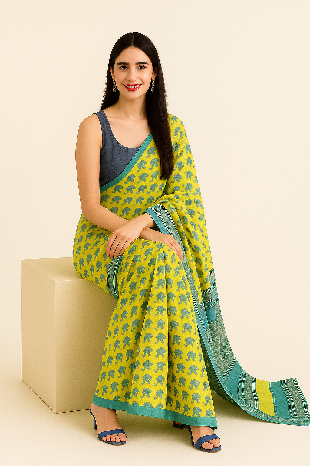 ✨ Pure Cotton Mulmul Multi-Print Saree  🌿