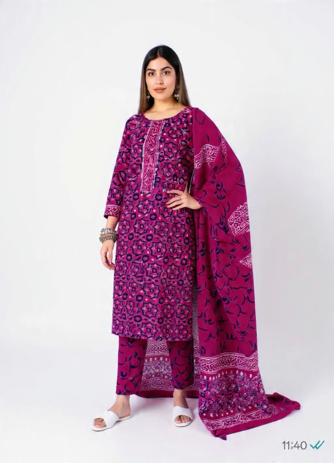 Premium Hand Block Printed Stitched Cotton Suit Set with Cotton Dupatta |