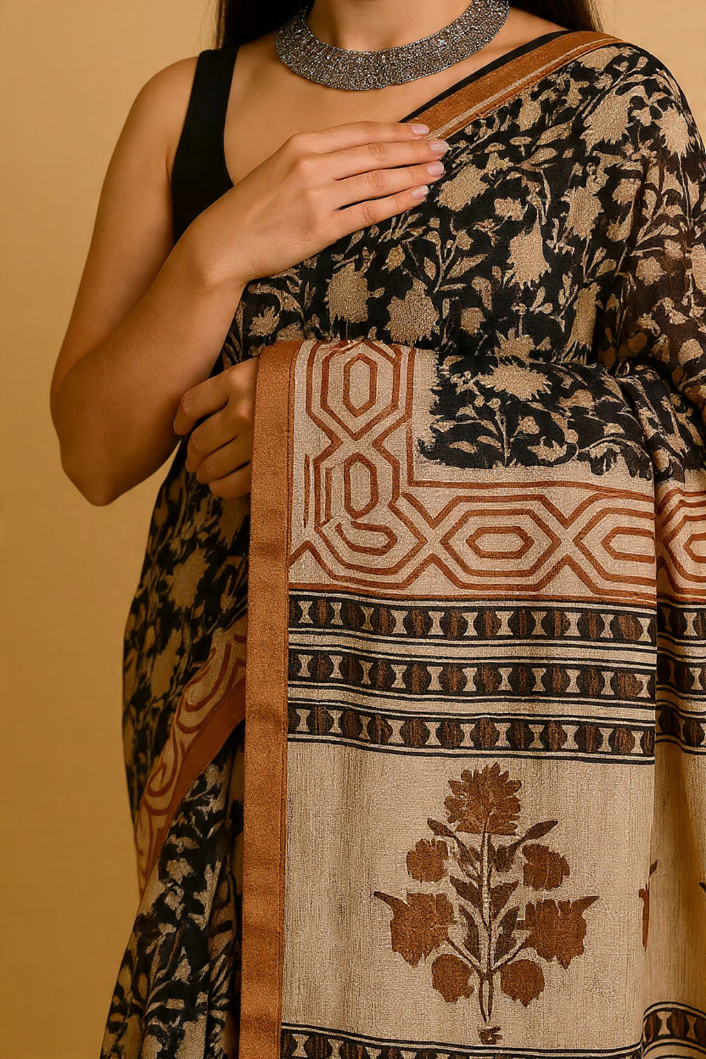 ✨ Pure Maheshwari Silk Saree | Hand Block Printed l