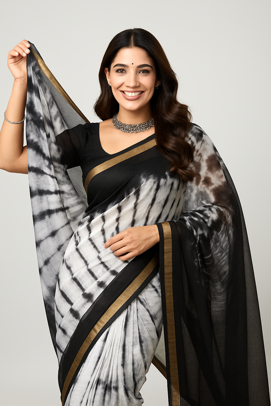 Block Printed Cotton Kota Doriya Saree with Blouse – Handcrafted