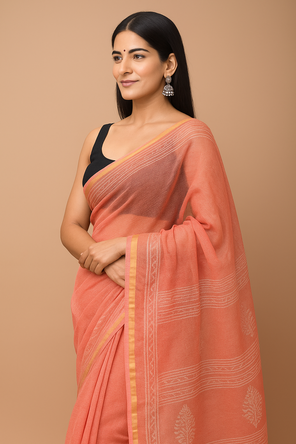 Jaipur Block Print Cotton Kota Doriya Saree – Handcrafted Elegance