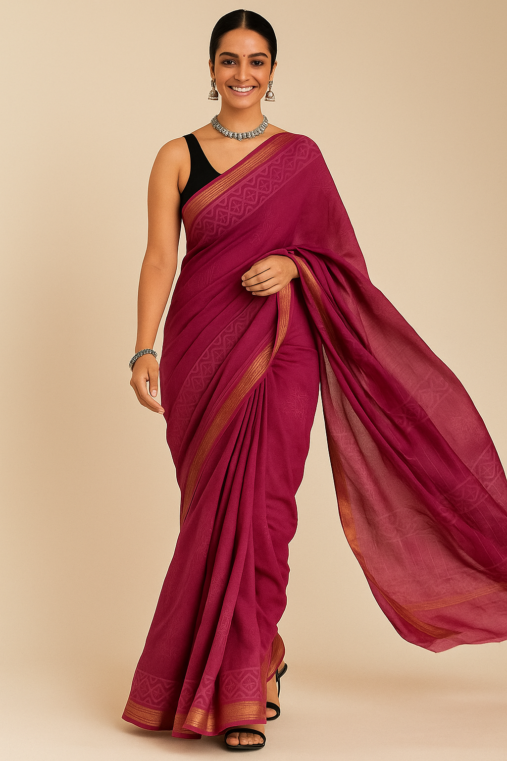 Maheshwari Silk Saree – Handcrafted Elegance in Pure Silk