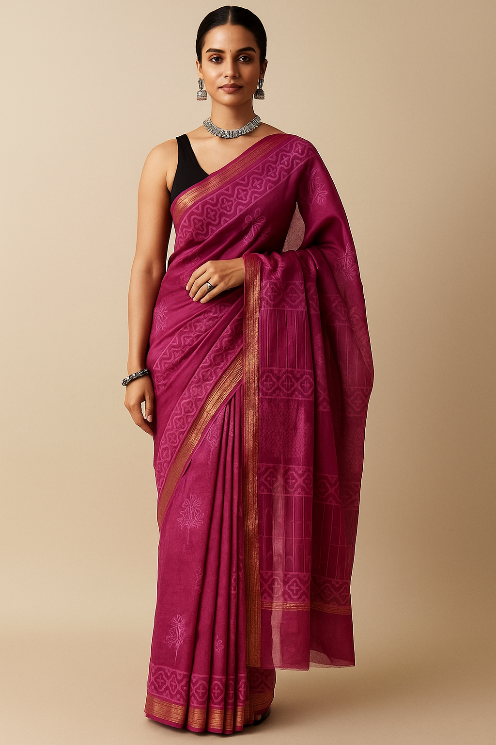 Maheshwari Silk Saree – Handcrafted Elegance in Pure Silk