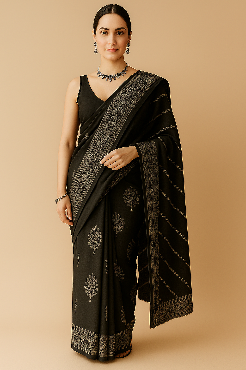 Jaipur Block Print Handcrafted Indigo Cotton Mul Saree – Pure